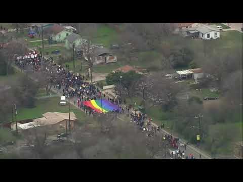One of the country's largest Martin Luther King, Jr. Day March is underway in San Antonio, Texas. It's considered one of the largest in the nation, with approximately 300,000 participants, and stretches nearly three miles. (Jan. 21)