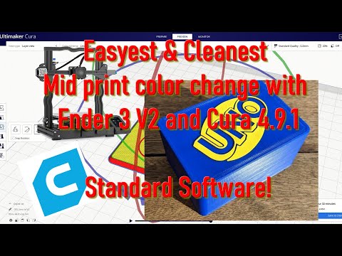 Easiest & Cleanest Mid print color change with Ender 3 V2 and Cura.