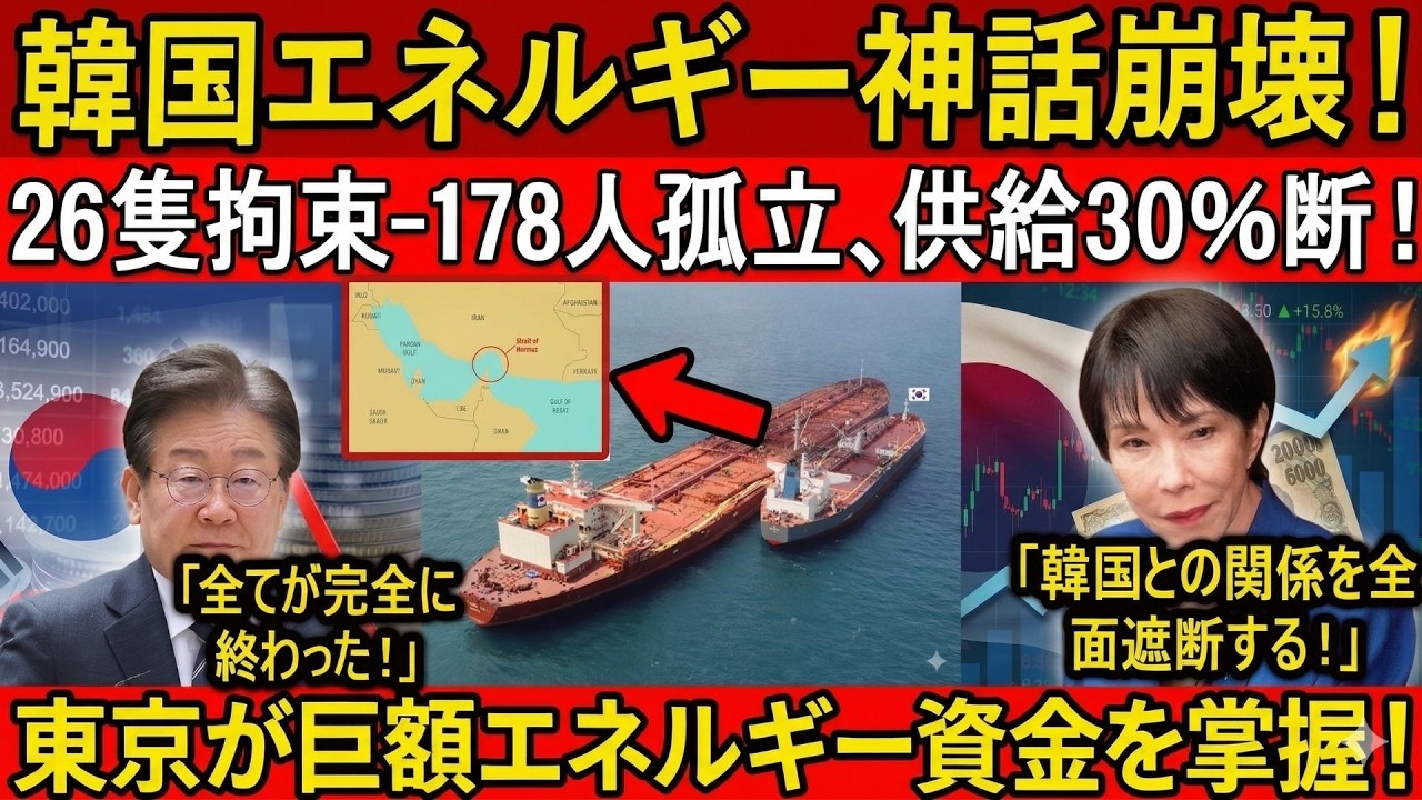 【衝撃】韓国エネルギー神話が崩壊！二十六隻拘束・百七十八人孤立・供給三割断絶、巨額エネルギー資金は東京へ集中！
