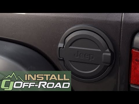 2018 Jeep Wrangler JL Mopar Fuel Door Black With Jeep Grille Logo Installation