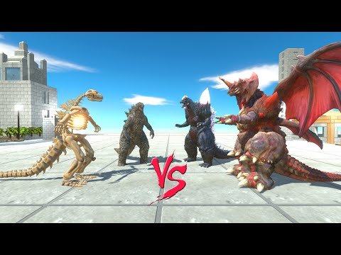 GODZILLA SKELETON + GODZILLA 2021 vs DESTOROYAH + SPACE GODZILLA - Animal Revolt Battle Simulator