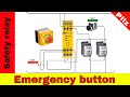 Wiring safety relay Pilz PNOZ and emergency stop button.