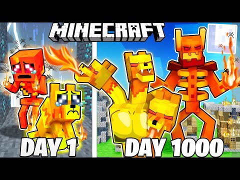 1000 Days SURVIVING as a FIRE CREATURE in HARDCORE Minecraft! Shocking!
