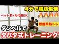 【タバタ式】ダンベル(ペットボトル代用OK!!)で脂肪燃焼系筋トレ!!最高の4分間!!