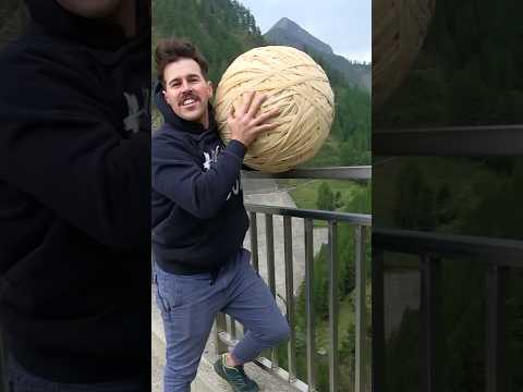 WORLD RECORD Bounce? Giant Rubber Band Ball 165m Drop