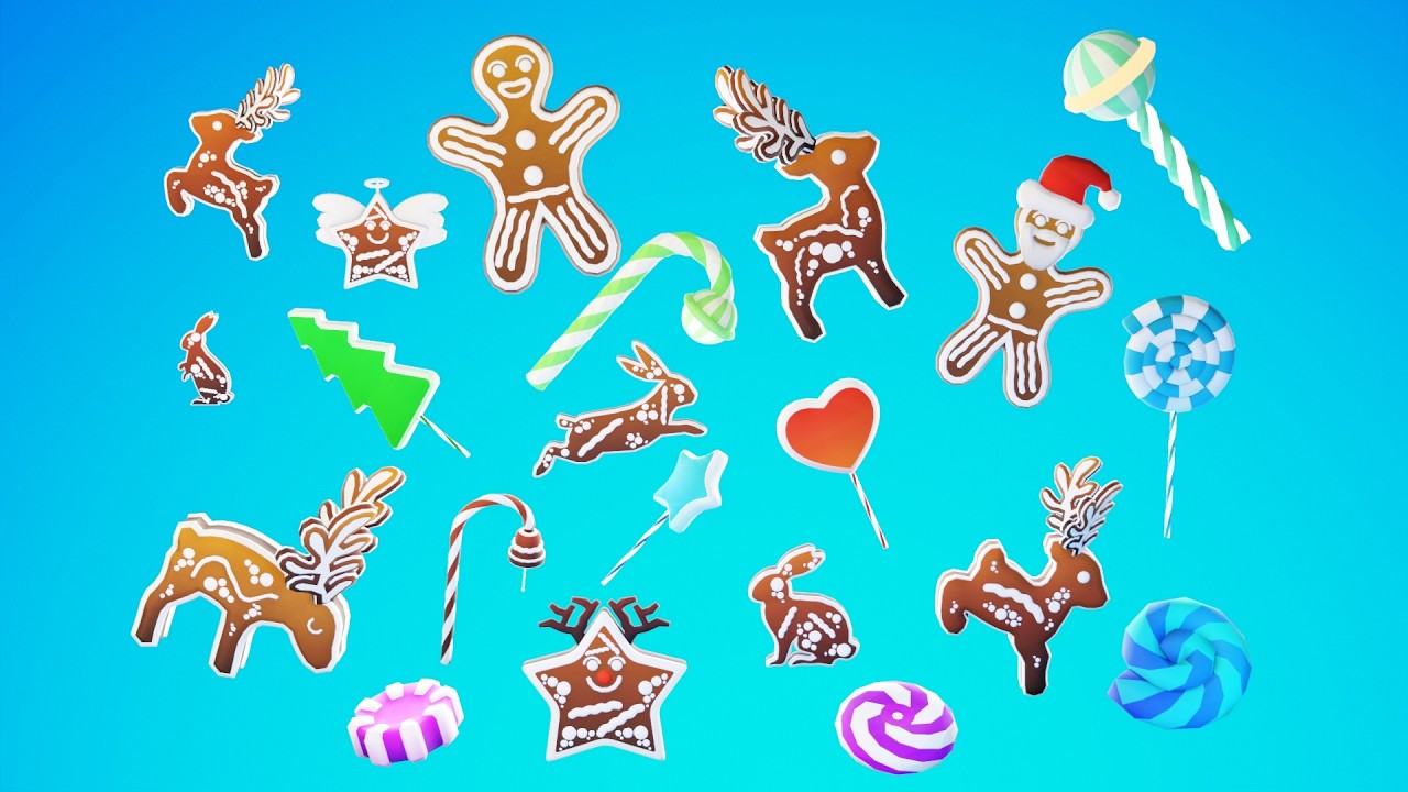 Pack d'actifs pr&ecirc;t pour le jeu Gingerbread Village Modèle 3D