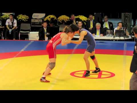 2012 Women's World Championships: 63 kg Hanna Beliayeva (AZE) vs. Luozhuoma Xi (CHN)