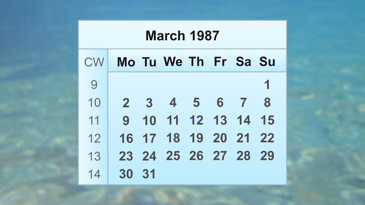 March 1987 Calendar