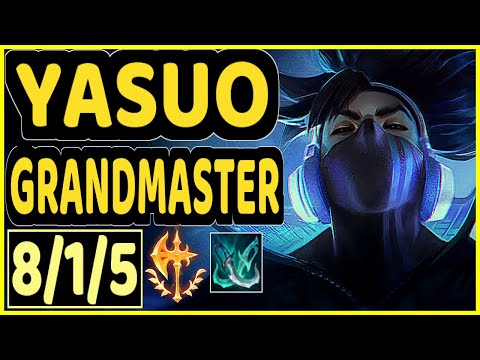 ARIES (YASUO) - 8/1/5 KDA GAMEPLAY - KR Ranked GRANDMASTER
