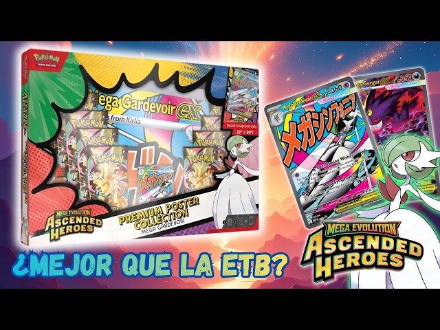 Vídeo relacionado con Pokémon: Colección con póster prémium Mega-Gardevoir de Megaevolución-Héroes Ascendentes (1 Carta holográfica de promoción, 1 póster Impreso por ambas Caras y 10 Sobres de Mejora)