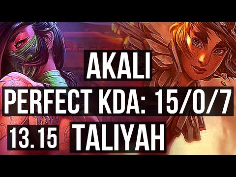 AKALI vs TALIYAH (MID) | 15/0/7, 71% winrate, Legendary, 6 solo kills | TR Master | 13.15