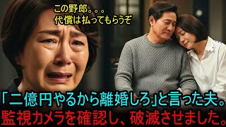 「二億円やるから離婚しろ」と言った夫。監視カメラを確認し、破産させました。#海外の反応