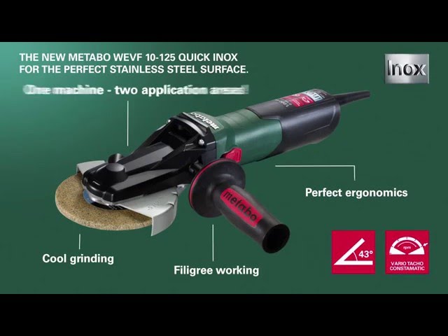 Video teaser for Metabo Inox Flat-head Angle Grinder WEVF 10-125 Quick Inox (English)