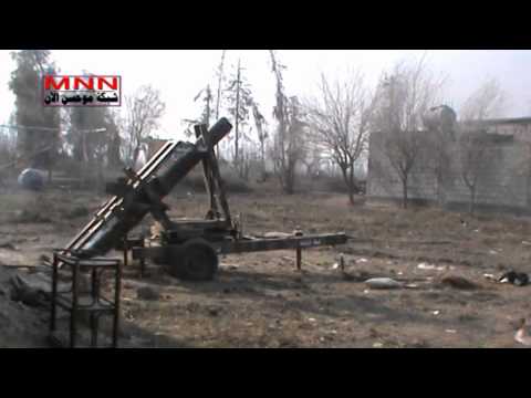 استهداف تجمعات قوات النظام في مطار دير الزور العسكري بواسطة مدفع جهنم محلي الصنع من قبل لواء الصاعقة