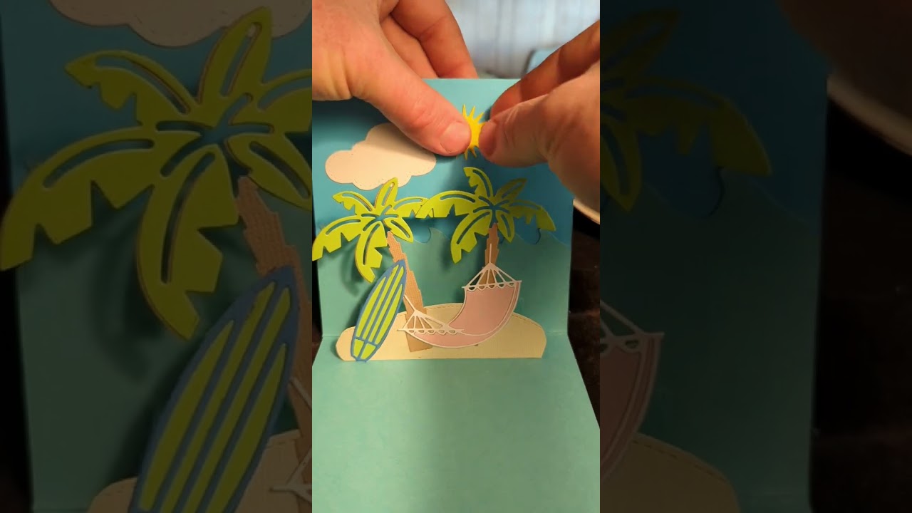 tropical island pop-up card 🌴 #handmade #diy #tutorial #island #tropical #popup #popupcard #card