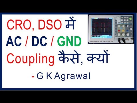 AC DC GND coupling in the Oscilloscope, in Hindi Video