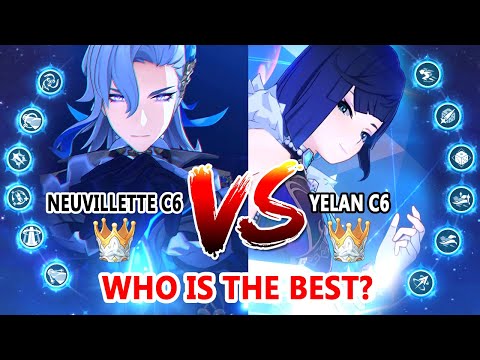 Neuvillette C6 vs Yelan C6 EndGame DPS Showdown : Single Target & AOE - Who is the Best?
