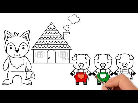 Three Little Pigs and The Big Bad Wolf Story | Draw Stories for Kids | Draw and learn for kids