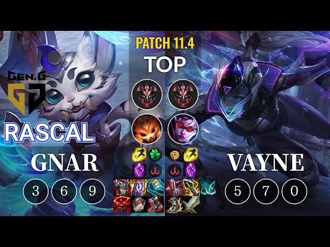 GEN Rascal Gnar vs Vayne Top - KR Patch 11.4
