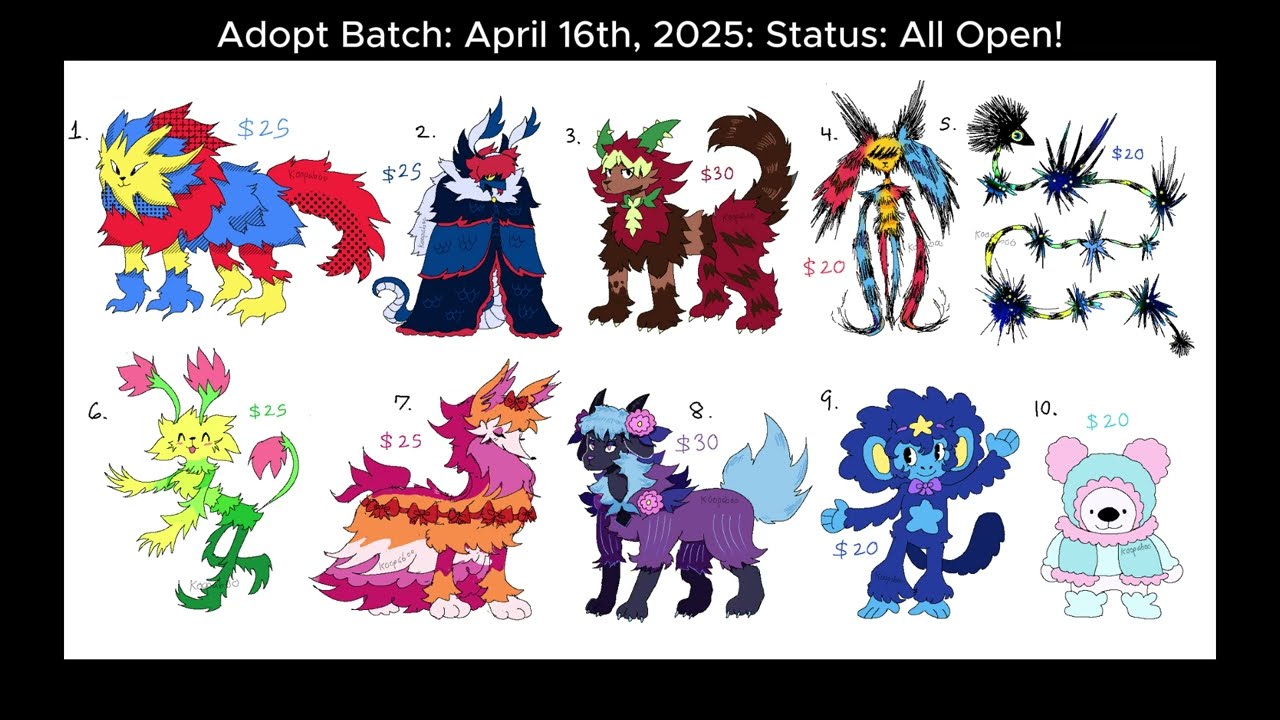 Character Designs I Made on Toyhouse Over the Past 5 Years