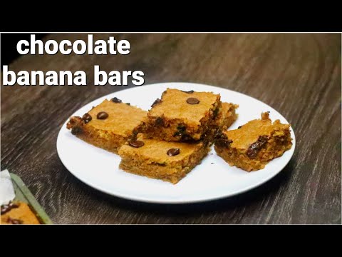 Chocolate Chip Banana Bars | Banana chocolate bites | Sowji's Kitchen