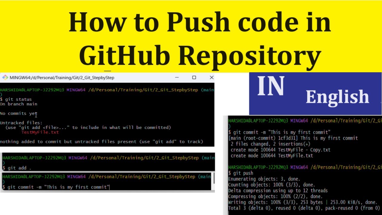 How To Push code In GitHub Repository English