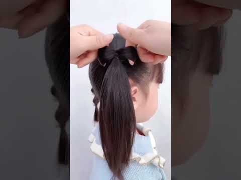 easy hairstyle for baby girl/bow hairstyle  🤩🥰#shorts #youtubeshorts #shortsfeed