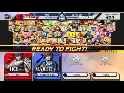 Sm4sh@Mines 17 - MO (Mario, Ike) Vs. Sawtooth (Mii Brawler, Marth) - Winners Round 1