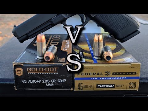 .45 auto +P |Speer Gold Dot VS Federal HST| Ballistics Gel Test