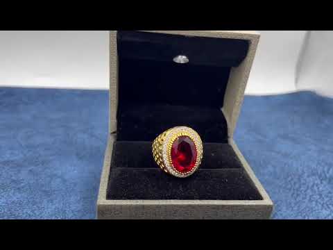 Red(stone) a-443 gold forming red diamond men ring, weight: ...