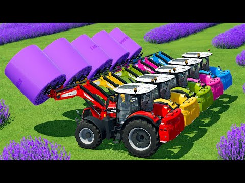 HARVEST, LOAD & MAKE LAVENDER BALES WITH CLAAS TRACTORS & JOHN DEERE HARVESTERS - FS22