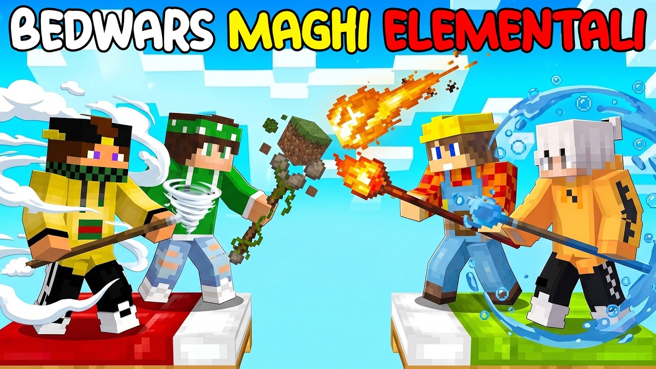 BEDWARS 2vs2 MAGHI ELEMENTALI - FUOCO ACQUA ARIA TERRA - MARCY NICO VS MARK ZEYXON - MINECRAFT ITA