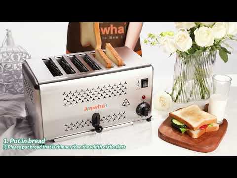 Stainless steel slice pop up toaster, power:  850 w