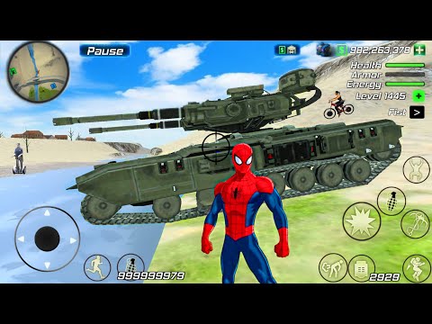Rope Frog Ninja Superhero and Military Tank in Open World Game - Android Gameplay