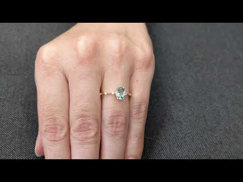 14k Gold Aquamarine Ring | 14k Gold Aquamarine Solitaire Ring | Aquamarine March Birthstone Ring