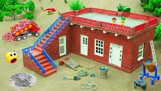Build a mini Bricks &amp; cement House Construction | Diy Realistic mini bricks and  Cemented house
