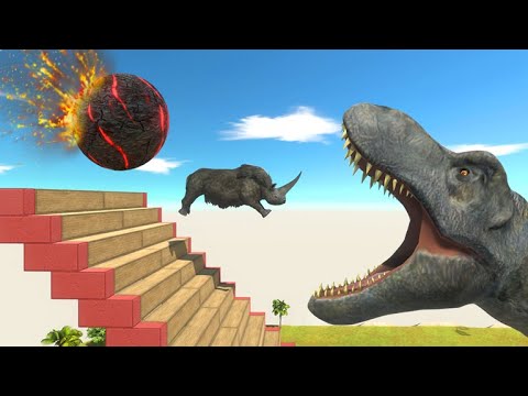 Run Away From Fireball and Avoid T-Rex - Animal Revolt Battle Simulator