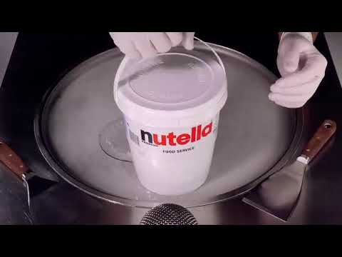 Massive Nutella Bucket Ice Cream Rolls_ making Ice Cream out of Chocolate Hazelnut Spread