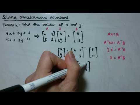Solving simultaneous equations using matrices