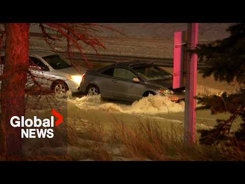 Dozens rescued from cars in Calgary after major water main break