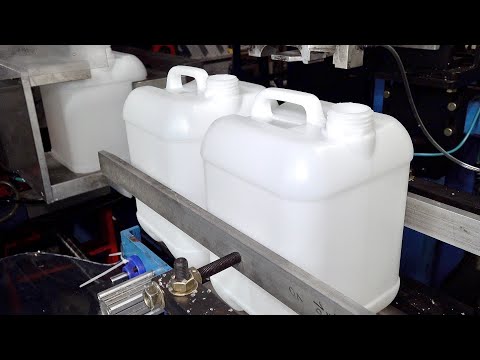 Plastic Container Manufacturing Process. Polyethylene Mass Production Factory in Korea