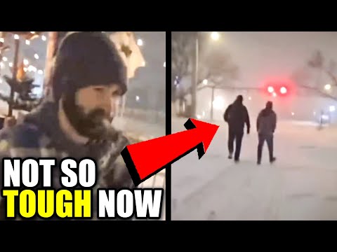 Alleged ICE Agents CAUGHT Unmasked, Civilian Runs Them Out of Town