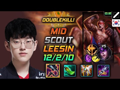 Lee Sin Mid Build Scout Goredrinker Conqueror - LOL KR GrandMaster Patch 13.18
