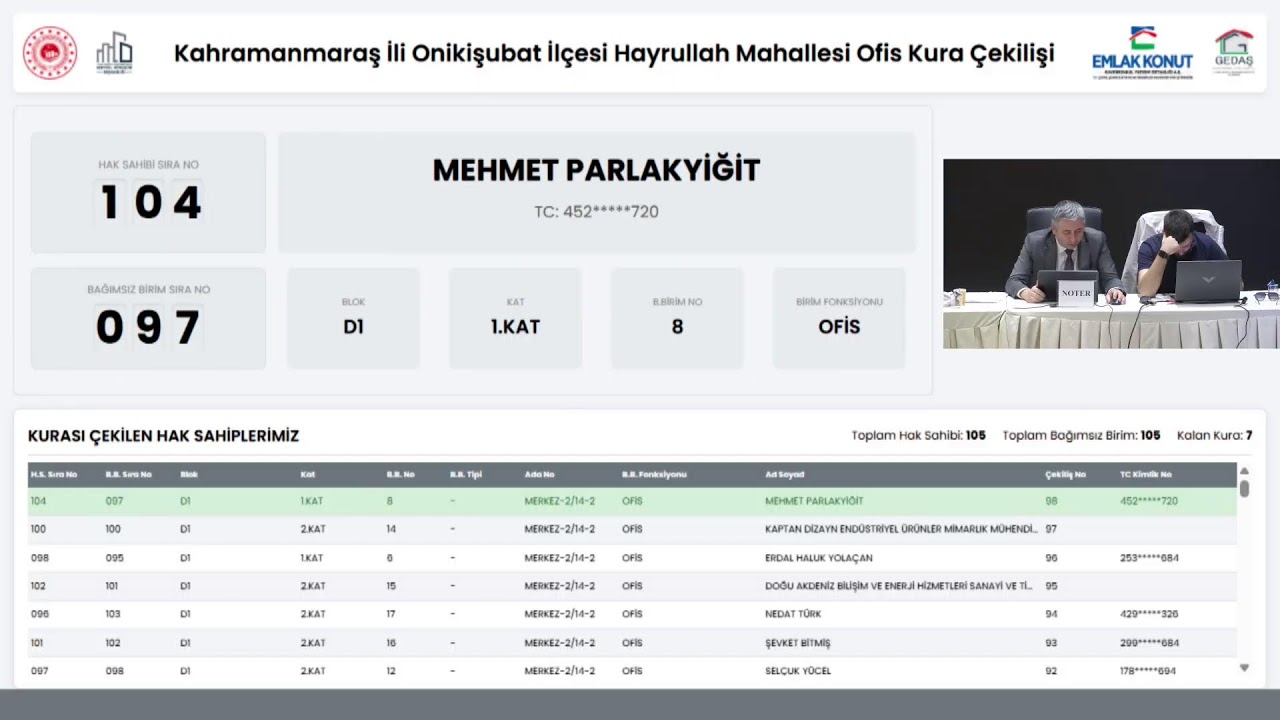 Kahramanmaraş'ta 105 hak sahibi ofisine kavuştu!