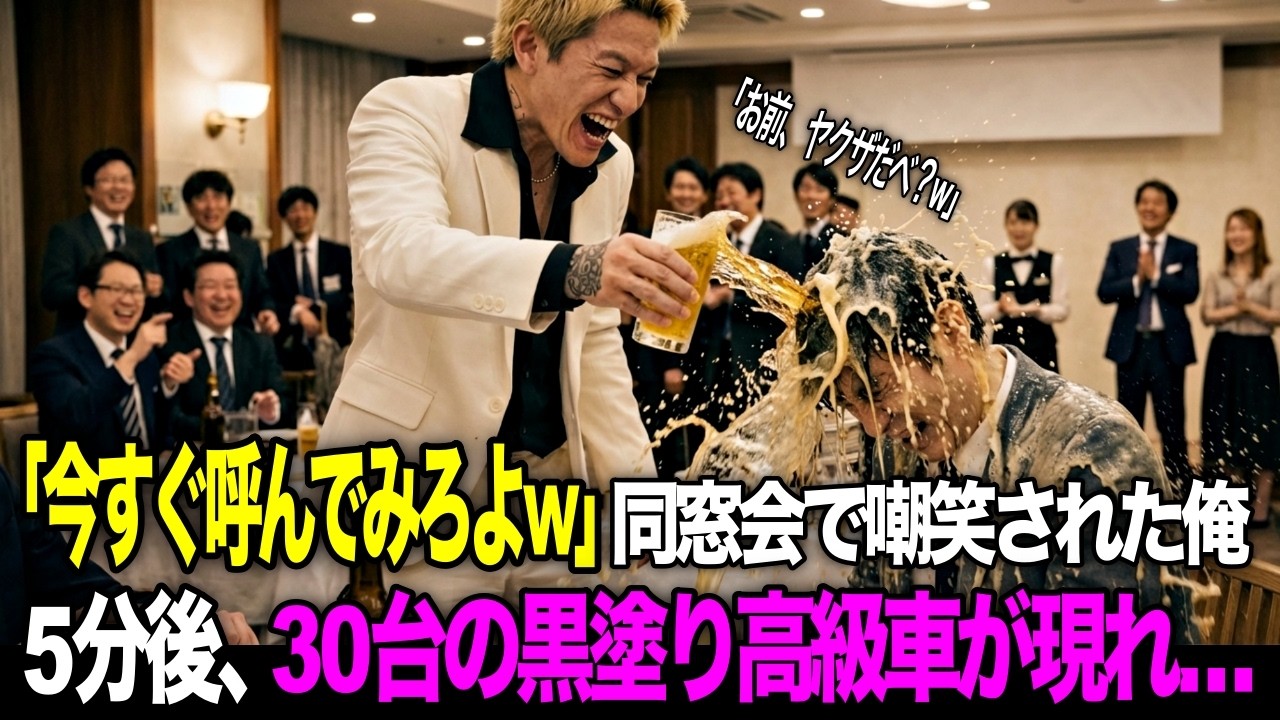 「お前んち、ヤクザだっけ？w今すぐ呼んでみろよw」同窓会で嘲笑された私。5分後、30台の黒塗り高級車が現れ…【スカッとする話】