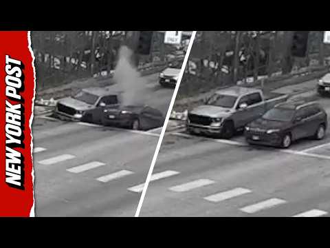 Traffic Camera Captures the Ground Crumbling Below Cars at a Stoplight