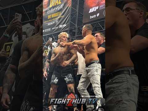 HEATED Nate Diaz PUTS HANDS on Jake Paul in FINAL face off at weigh ins!