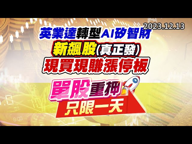 20231213《股市最錢線》#高閔漳 “英業達轉型AI矽智財。新飆股(真正發)，現買現賺漲停板””單股重押，只限一天“