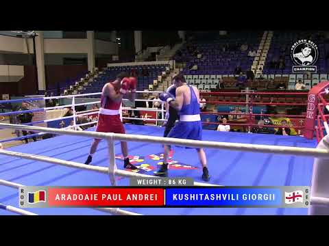 06-04-2022 (86kg) BOXING Kushitashvili Georgy GEO პირველი ბრძოლა საერთაშორისო ტურნირზე რუმინეთში.