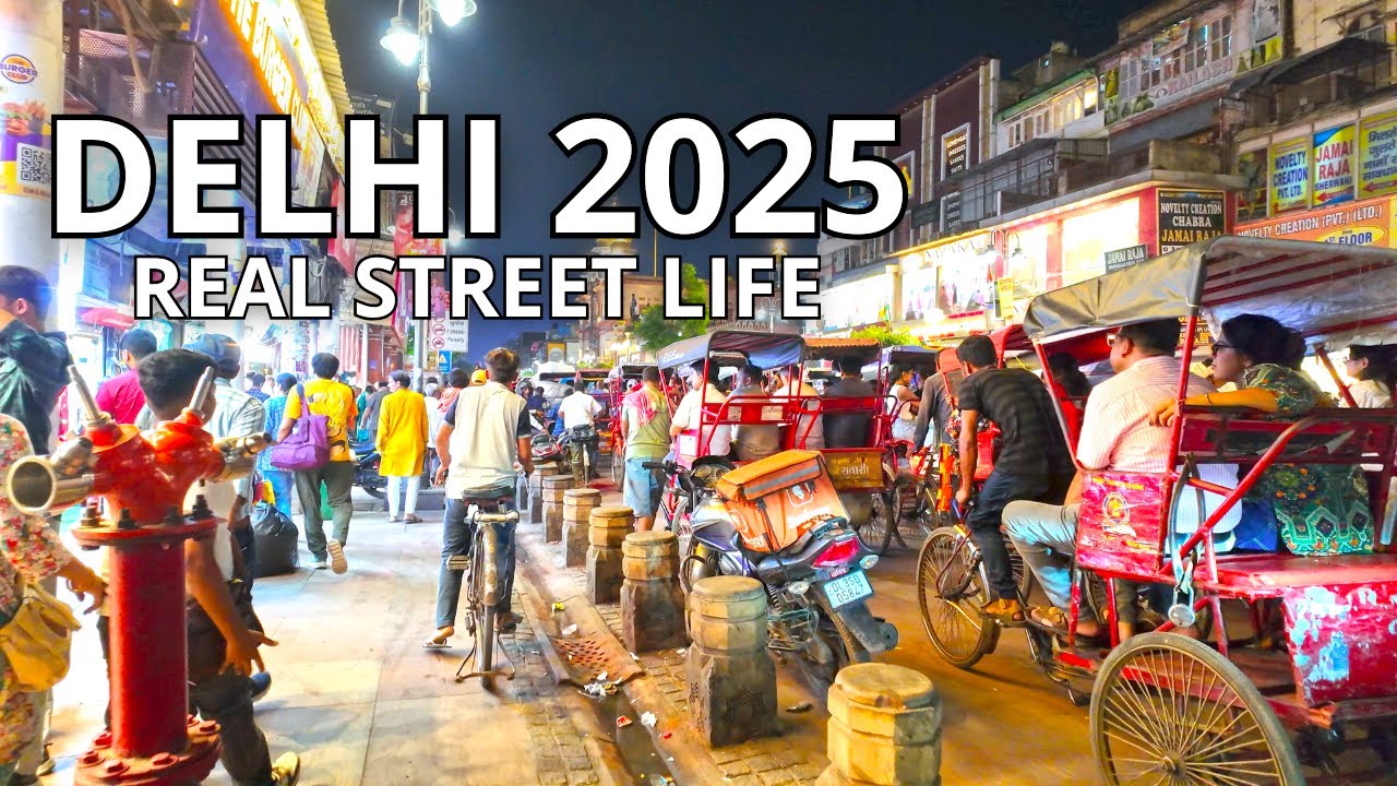 Immersive street-level walking tour through Delhi (Daily Life 16), India, showcasing authentic urban landscapes, local architecture, and the vibrant atmosphere of the city's neighborhoods